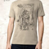 Green Knight T-shirt with Michele Rubini artwork on parchment-toned cotton.