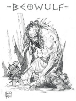 Beowulf T-shirt artwork by Michele Rubini for Michele Rubini's Gods & Legends.