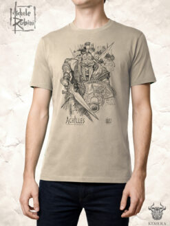 Achilles T-shirt with Michele Rubini artwork on parchment-toned cotton.