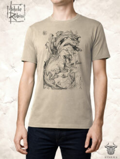 Hydra T-shirt with Michele Rubini artwork on parchment-toned cotton.