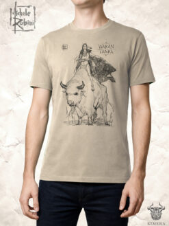 Wakan Tanka T-shirt with Michele Rubini artwork on parchment-toned cotton.