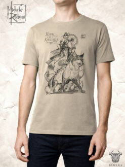 Kyubi no Kitsune T-shirt with Michele Rubini artwork on parchment-toned cotton.
