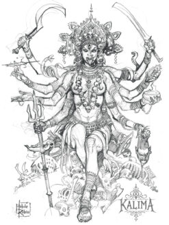 Kalima T-shirt artwork by Michele Rubini for Michele Rubini's Gods & Legends.
