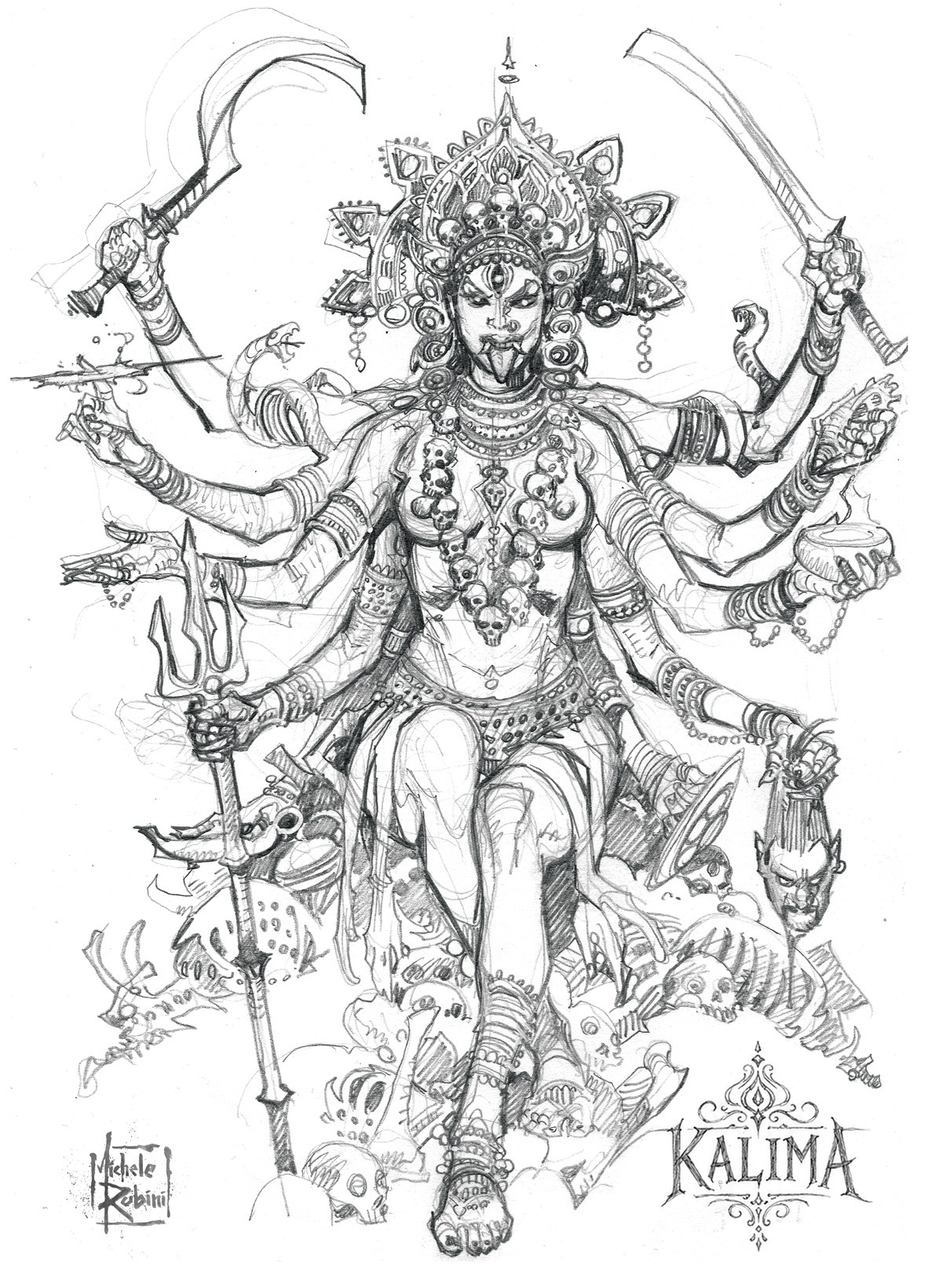 Kalima T-shirt artwork by Michele Rubini for Michele Rubini's Gods & Legends.