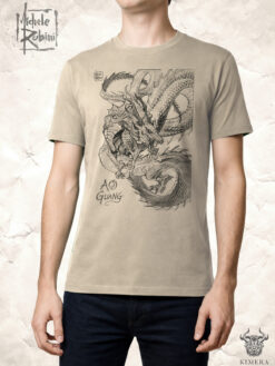 Ao Guang T-shirt with Michele Rubini artwork on parchment-toned cotton.
