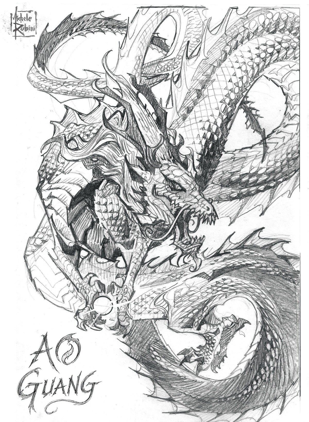 Ao Guang T-shirt artwork by Michele Rubini for Michele Rubini's Gods & Legends.