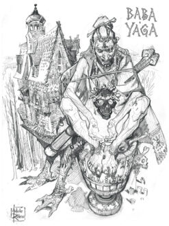 Baba Yaga T-shirt artwork by Michele Rubini for Michele Rubini's Gods & Legends.