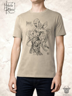 Banshee T-shirt with Michele Rubini artwork on parchment-toned cotton.
