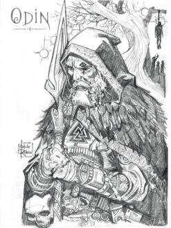 Odin T-shirt artwork by Michele Rubini for Michele Rubini's Gods & Legends.