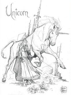 Unicorn T-shirt artwork by Michele Rubini for Michele Rubini's Gods & Legends.
